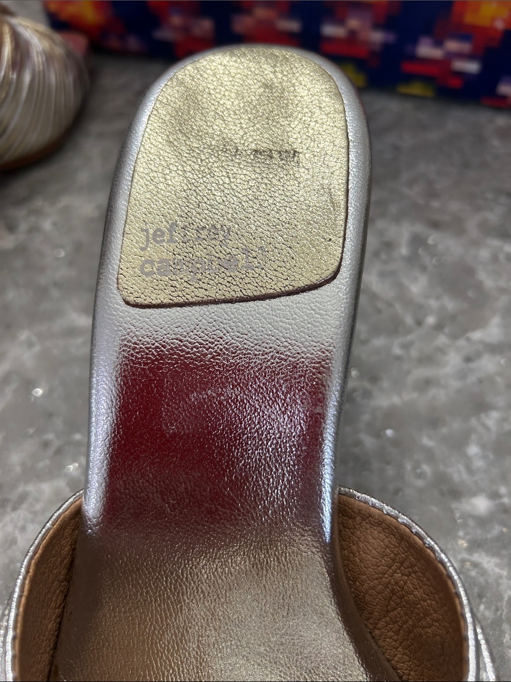 Jeffrey Campbell Silver/Gold Knotted Block Heel Slide Sandals - Picture 9 of 12
